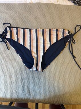 Carve Striped Tie-Side Bikini Bottoms in Navy, Blush & Cream